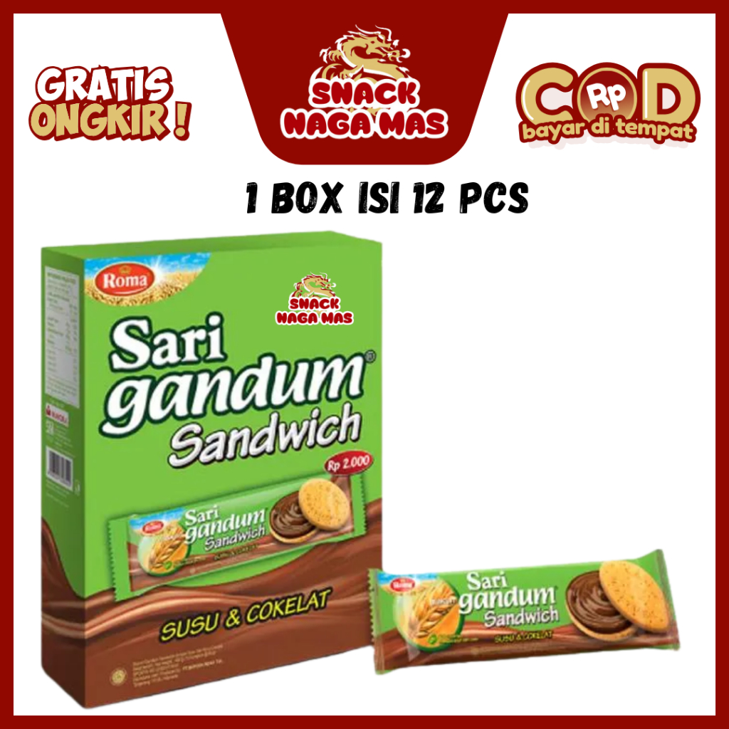 

ROMA SARI GANDUM COKLAT SANDWICH [1 BOX ISI 12 PCS] BISKUIT