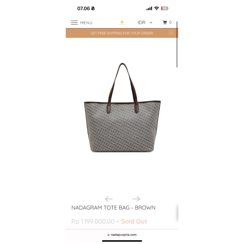 Nadagram Tote Bag - Brown (tas nada puspita) NEW