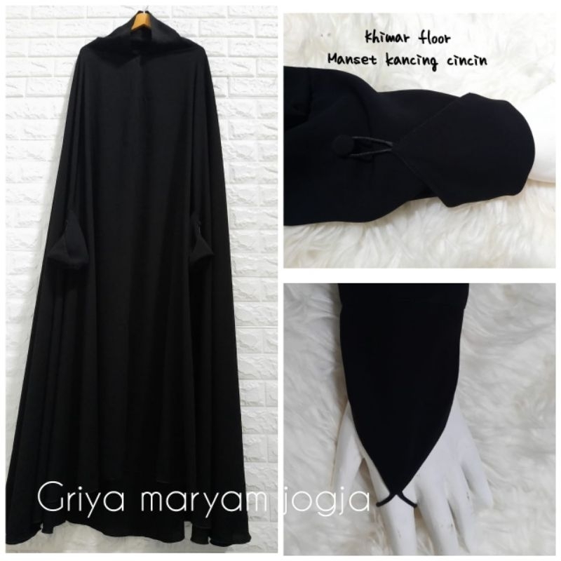 khimar floor jetblack bonanza manset tali cincin kancing/khimar floor