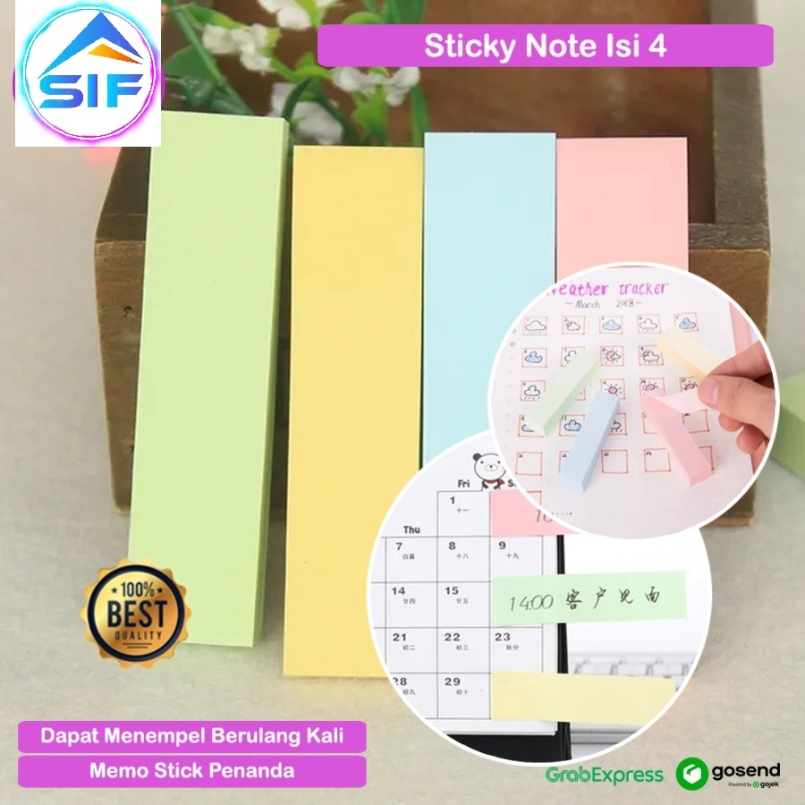 

Kertas Penanda Buku Halaman Sticky Pad Notes Tanda Note 4 Warna Memo Stick Tempel Pembatas Index Tab Note Pad Stationary
