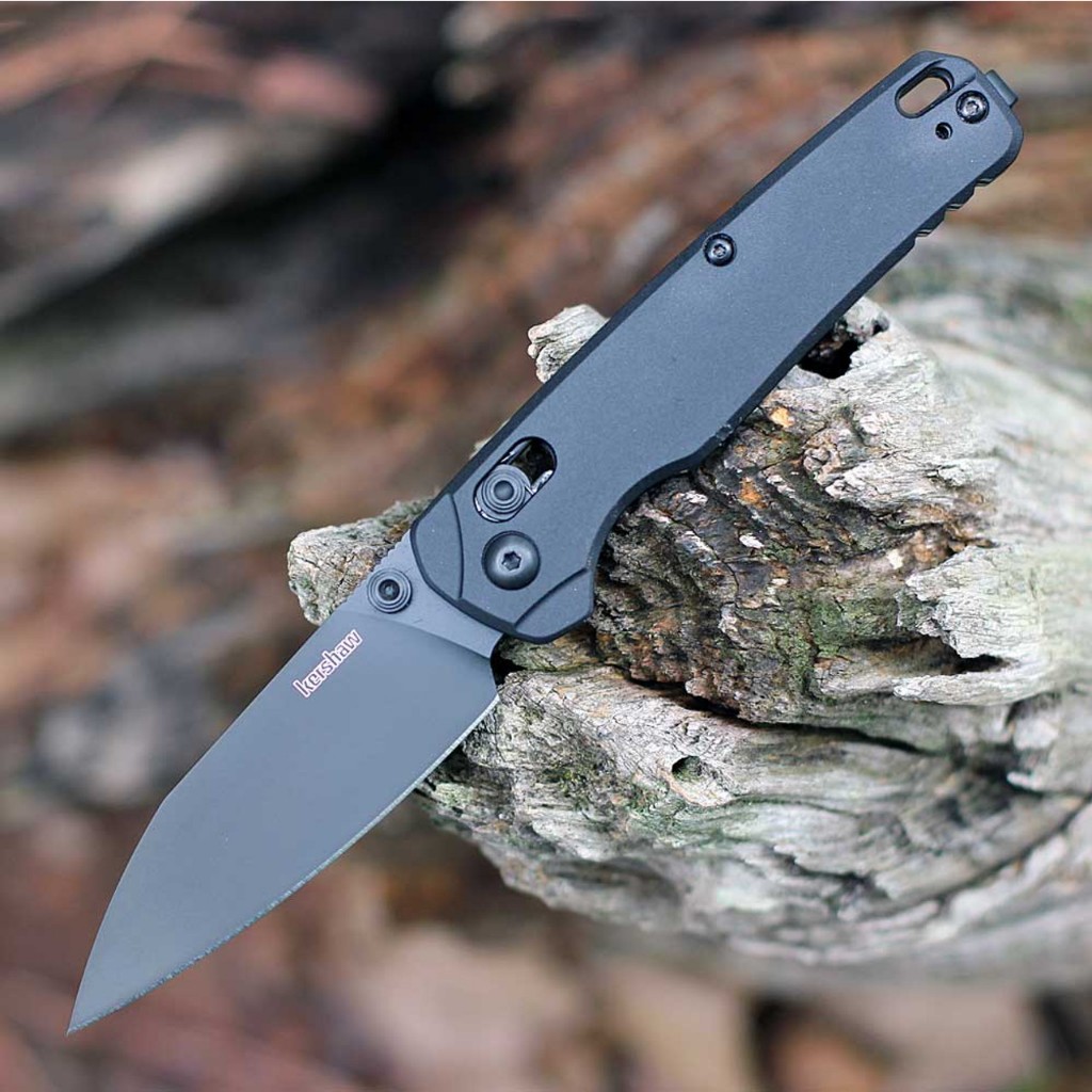 Kershaw Bel Air (KS6105BLK) 3.1" CPM-MagnaCut Blackwashed Reverse Tanto Plain Blade, Black 6061-T6 A