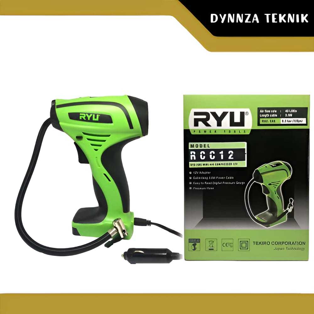 Pompa Angin Ban Mini RYU RCC 12/Mini Air Compressor/Alat Mesin Pompa RYU RCC 12V
