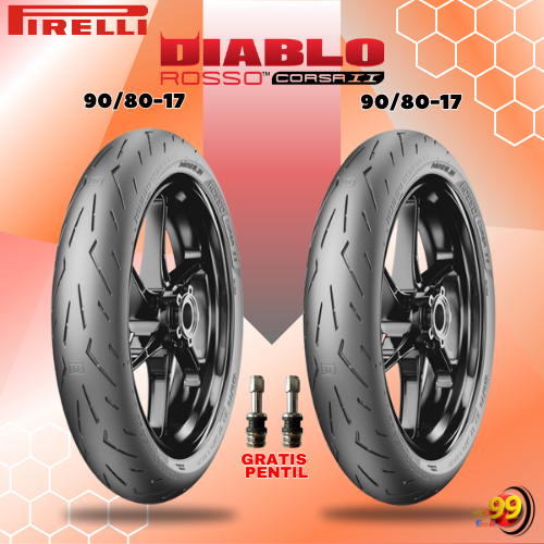Paket Ban Motor Bebek SOFT COMPOUND PIRELLI DIABLO ROSSO CORSA 2 90/80 Ring 17 Tubeless