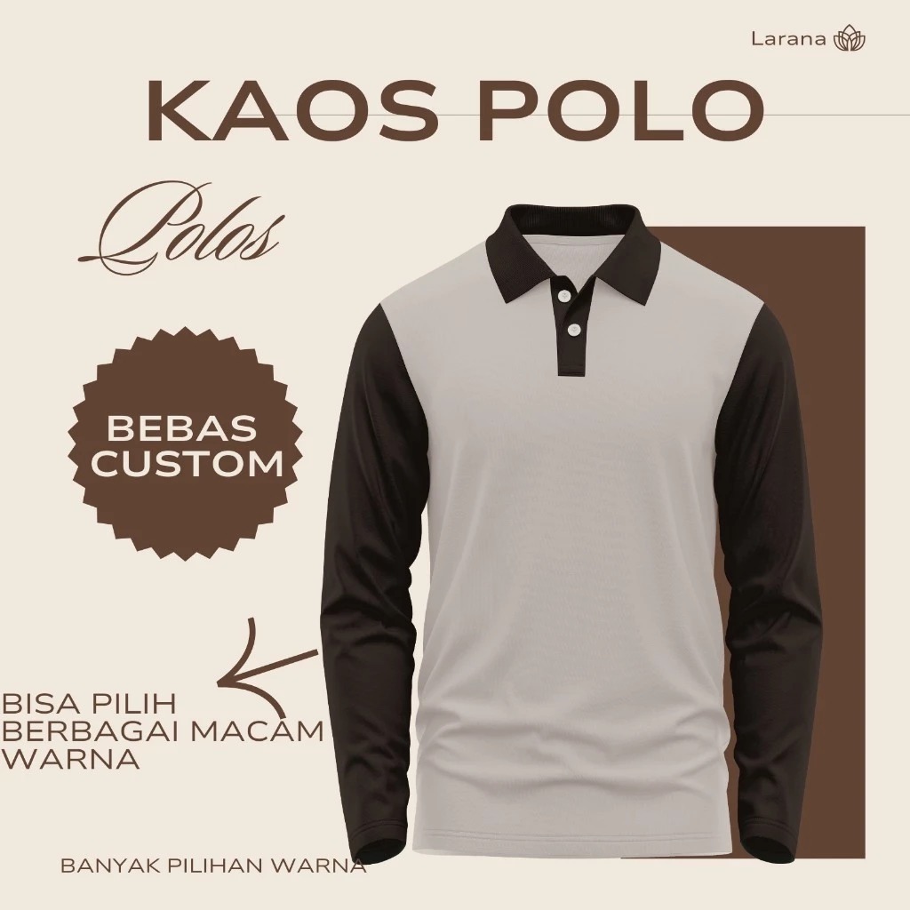Kaos Polo Custom Sablon Lengan Panjang Tanpa Rib Lengan Reguler Sampai Bigsize Size M-XXXXXXL (6XL) 