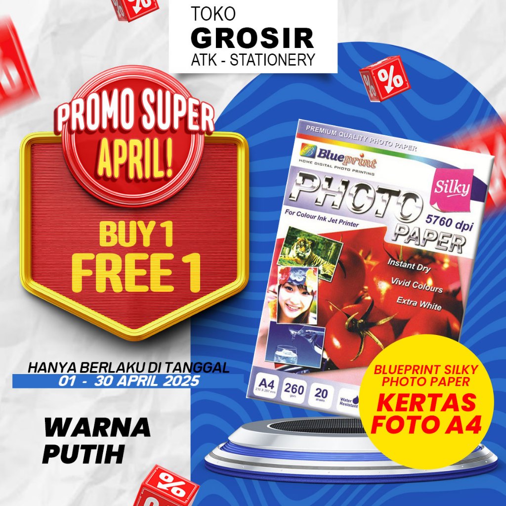 

(LIVE) Kertas Foto / Kertas Silky / Silky Photo Paper BLUEPRINT A4 260 gsm (TOMAT)