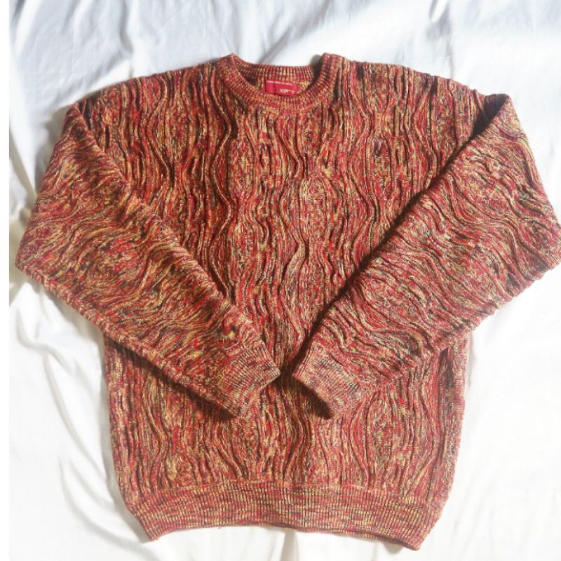 X Chromosome Y 3D Timbul Ala Coogie Knit Mix Merah Kuning Knitwear Sweater Sweatshirt Crewneck Rajut