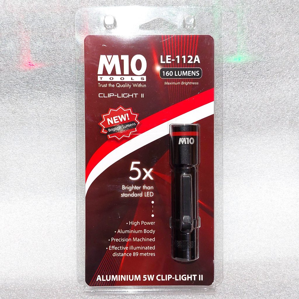 M10 LE-112A 160 LUMENS ALUMINIUM 5W CLIP-LIGHT II / Senter LED / Water-Resistant IP54 Flashlight ( R