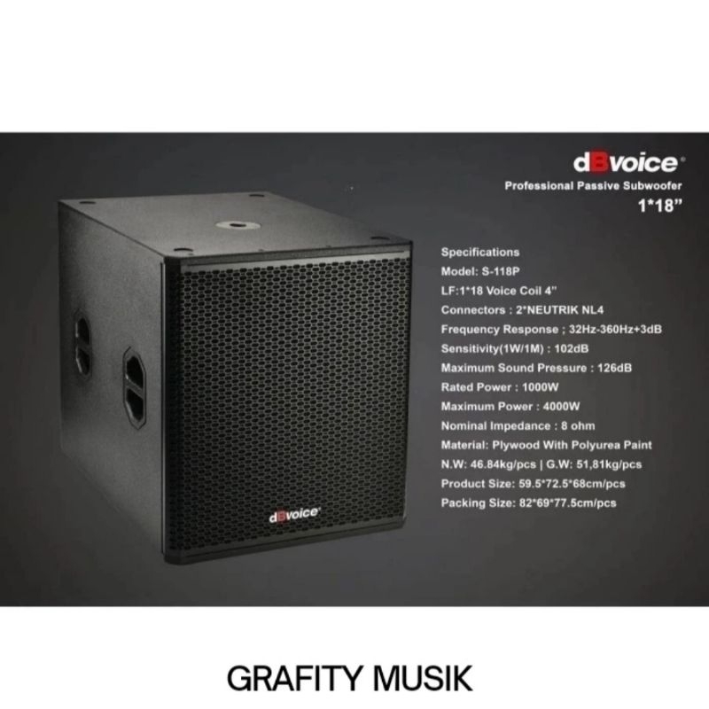 Professional Speaker Subwoofer Pasif 18 Inch dB Voice S-118P ORIGINAL Speaker Subwoofer dBVoice