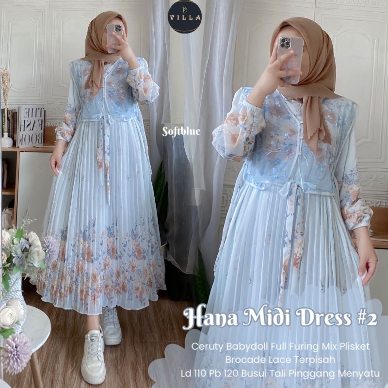Shinta Hana #2 Midi Series Ceruty Babydol Full Furing By Villa Fashion // Midi Dress Premium Muslima