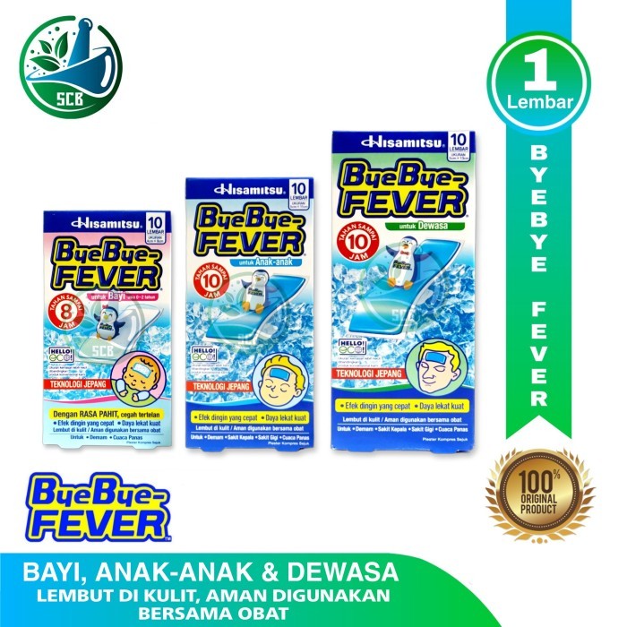 Bye Bye Fever Penurun Demam Untuk Bayi - Anak-Anak - Dewasa 1 Sachet | Byebye Kompres Panas  for Bab