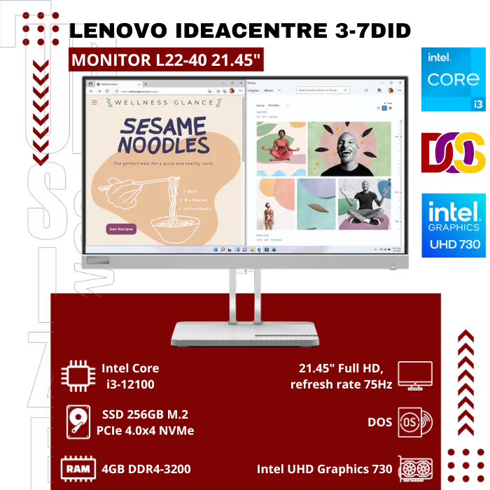 PC Lenovo IdeaCentre 3-7DID + Monitor L22-40 21.45"