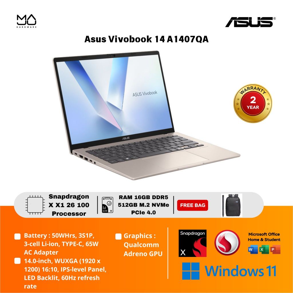 Laptop Asus A1407QA VIPSP151M VIPSP152M VIPSP153M Snapdragon 16GB/512GB SSD
