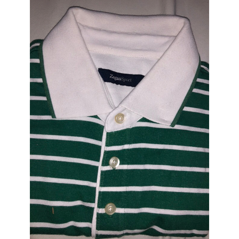 Zegna Sport Polo Crop Green Strip