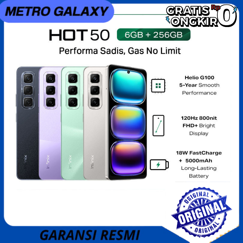 Infinix Hot 50 NFC 4G 6/256 GB Garansi Resmi Infinix