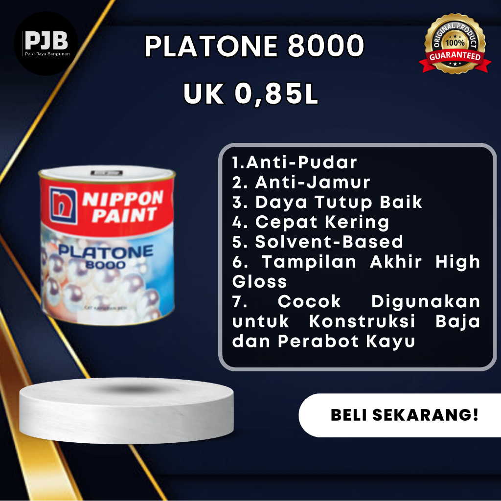 CAT BESI DAN KAYU NIPPON PAINT PLATONE 8000 0,85L 100% Original / Asli / Authentic