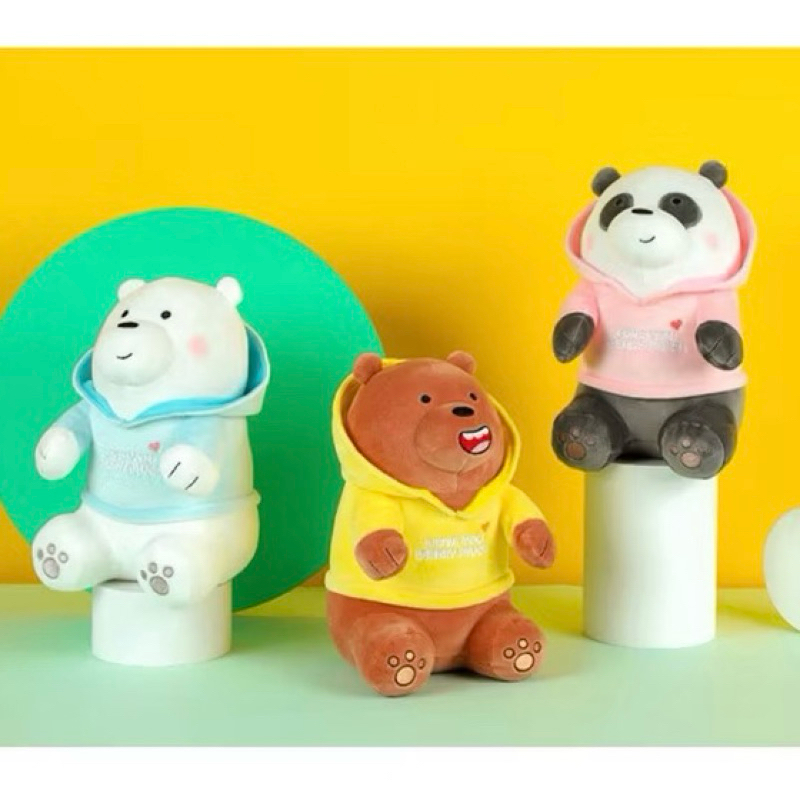 Boneka MINISO Boneka We Bare Bears Hoodie Series Boneka Panda Boneka Ice Bear Boneka Grizzly Boneka 