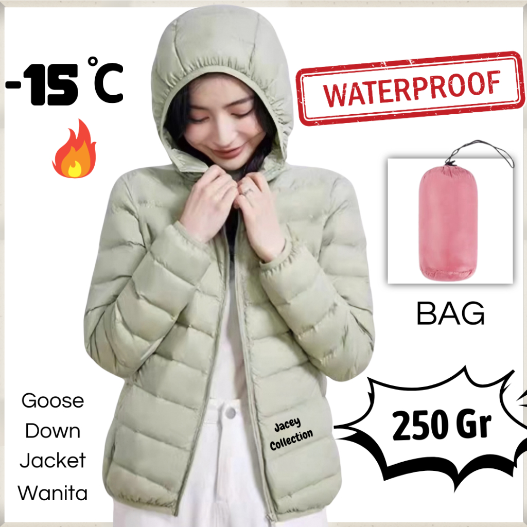 Jaket Bulu Angsa Wanita Ultra Light Goose Down Jacket Waterproof Windproof