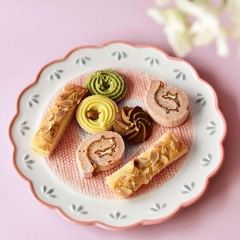 Set Tableware Warna Pink I Knit Pink Tableware I Piring Keramik I Piring Motif Rajut I Piring Korea