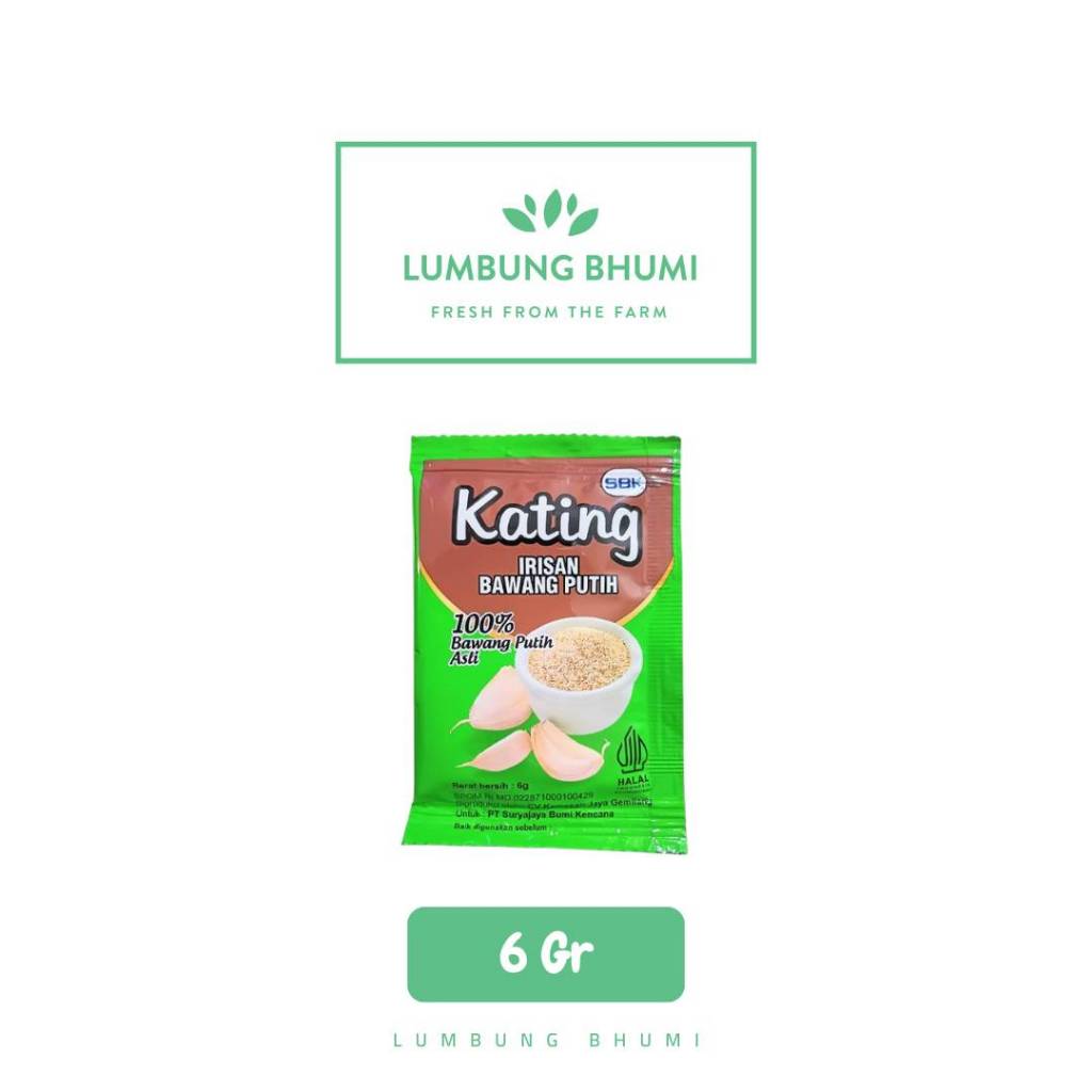 

KATING Irisan Bawang Putih Bubuk 6 Gr 1 Pcs - Lumbung Bhumi