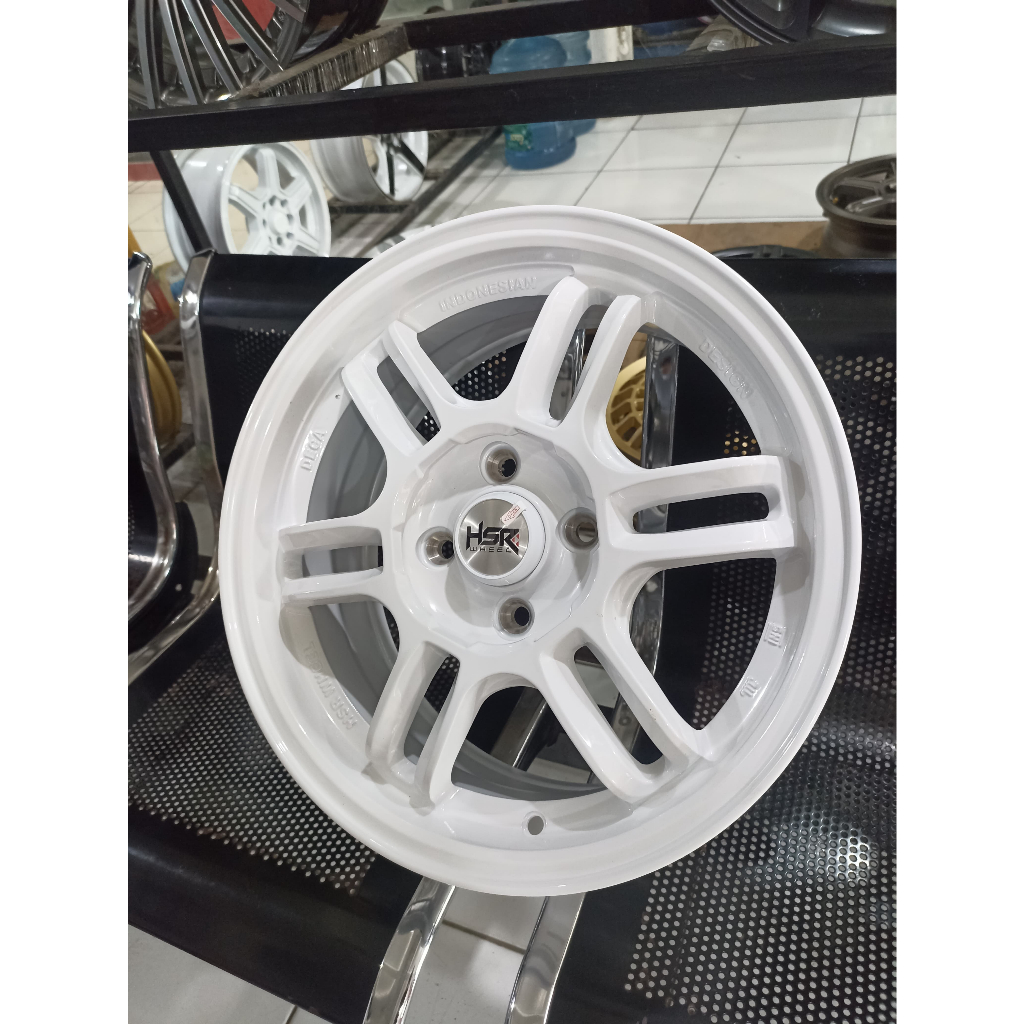 VELG HSR RACING RING 15 MODEL AERI R15 LUBANG 4X100 LEBAR 6,5 ET 42 WARNA PUTIH / WHITE