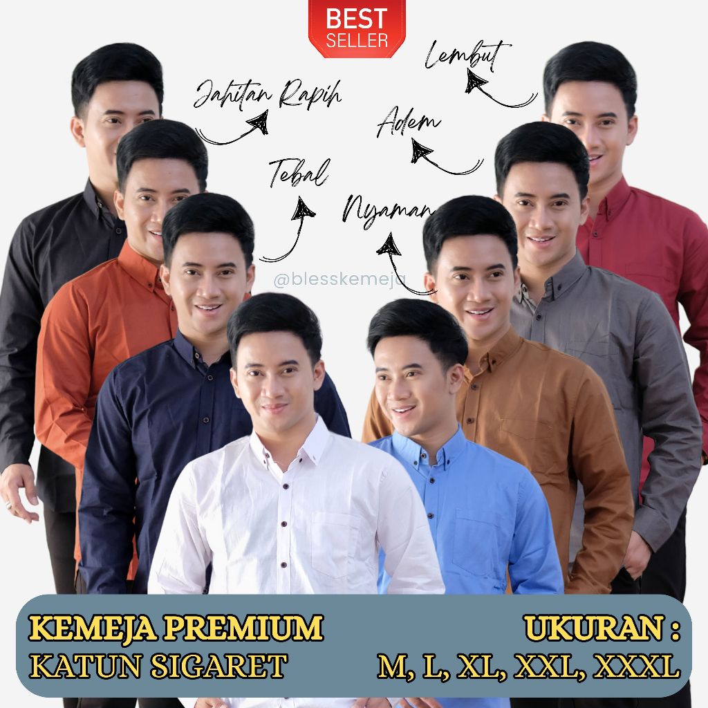 Kemeja Formal Casual Polos Putih Hitam Pria Dewasa Lengan Panjang | Kemeja Pria Keren Polos Lengan P