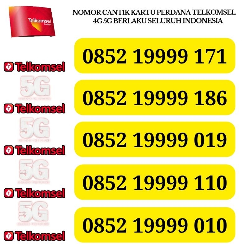 KARTU PERDANA NOMOR CANTIK SIMPATI 4G 5G TELKOMSEL NOCAN SIMPATI NOMER SIMPATI CANTIK KARTU PERDANA 