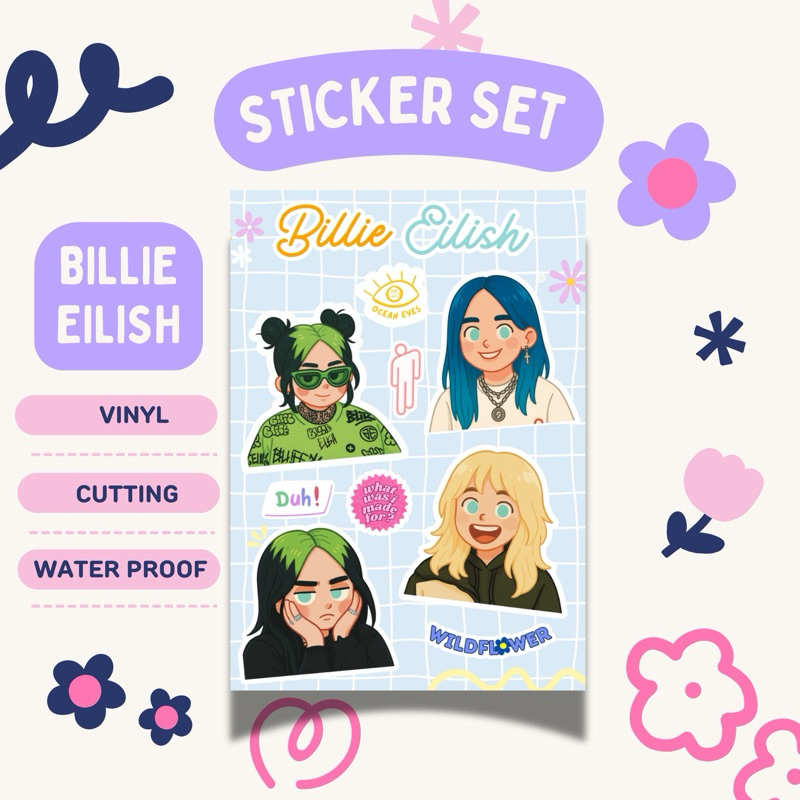 

Billie Eilish Sticker Sheet - Vinyl | Cutting | Waterproof