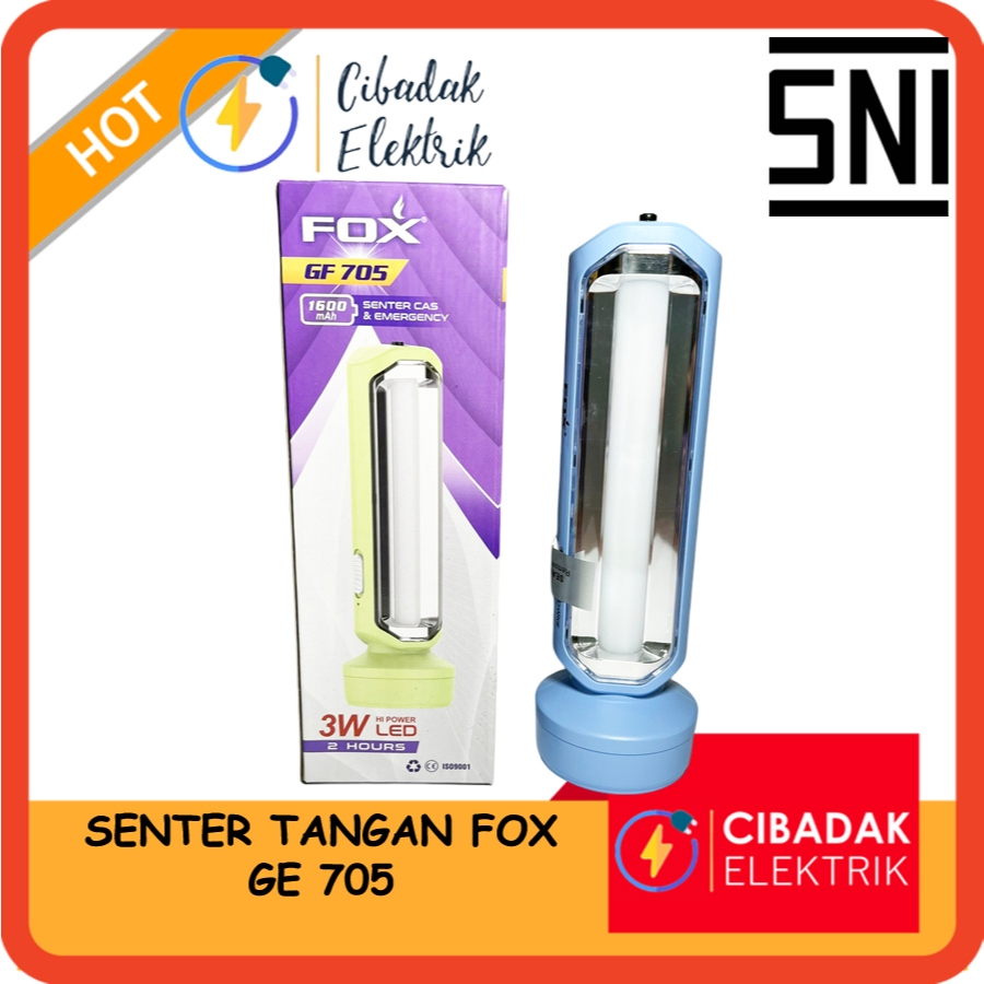 Senter Cas Fox GF705 / GF 705 / GF-705 / Lampu Darurat Emergency / SENTER TANGAN SUPER TERANG