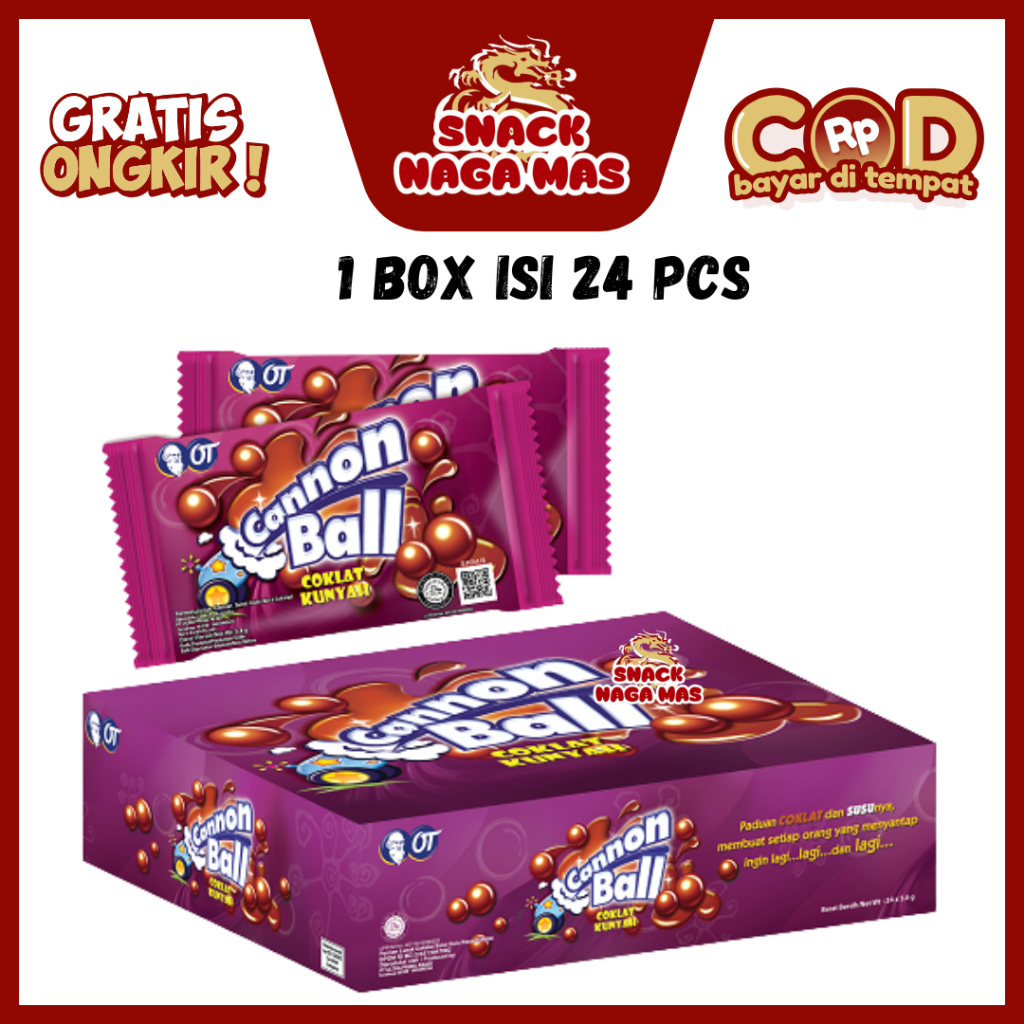 

CANNON BALL COKLAT PERMEN COKLAT KUNYAH SACHET [1 BOX ISI 24 PCS]