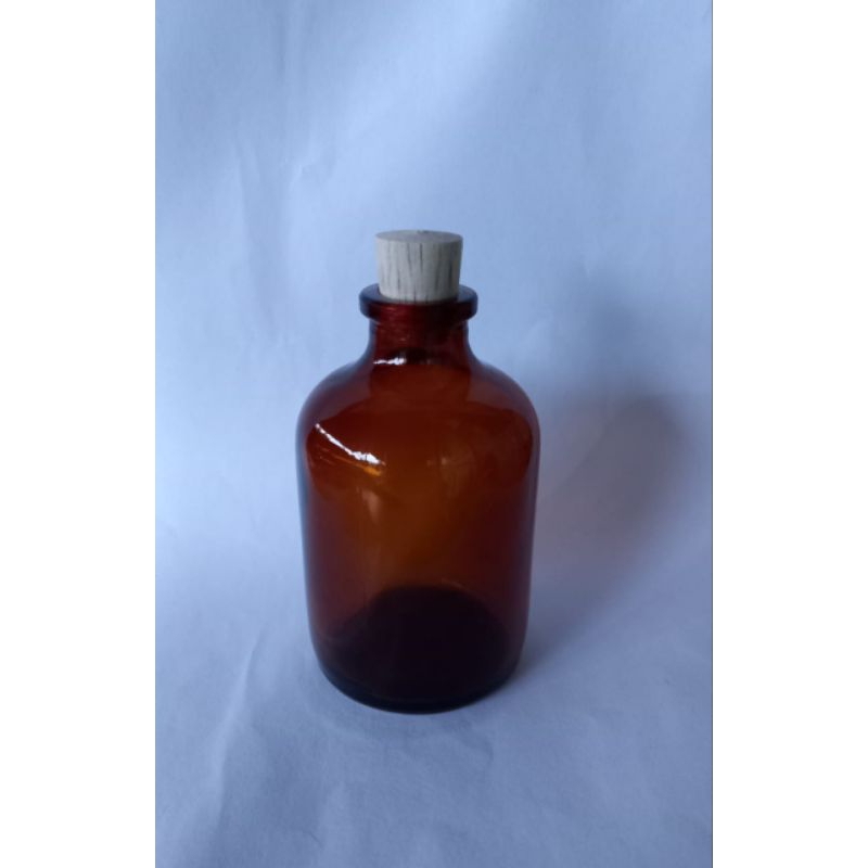 Botol kaca 50ml amber GEMOY Tutup kayu