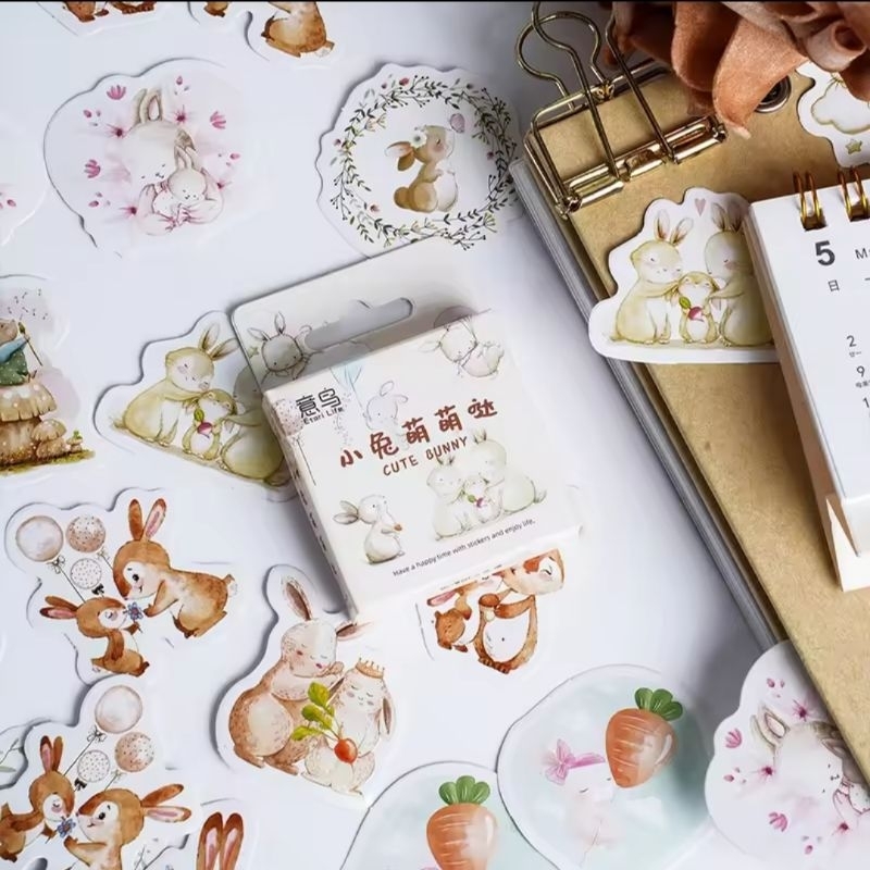 

Stiker Boks 46pcs Tema Hewan Cute Bunny Untuk Pelengkap Jurnal Buku Diary