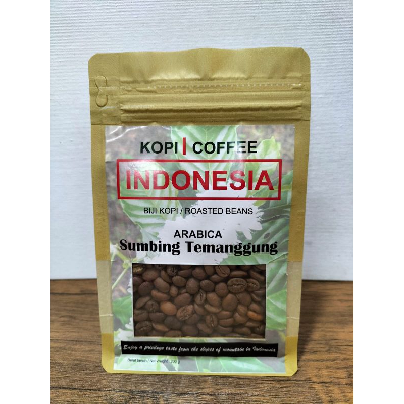 

Biji Kopi Roasted Bean Arabica Sumbing 200 gr Grade 1 Proses Natural Roasting Light to Medium