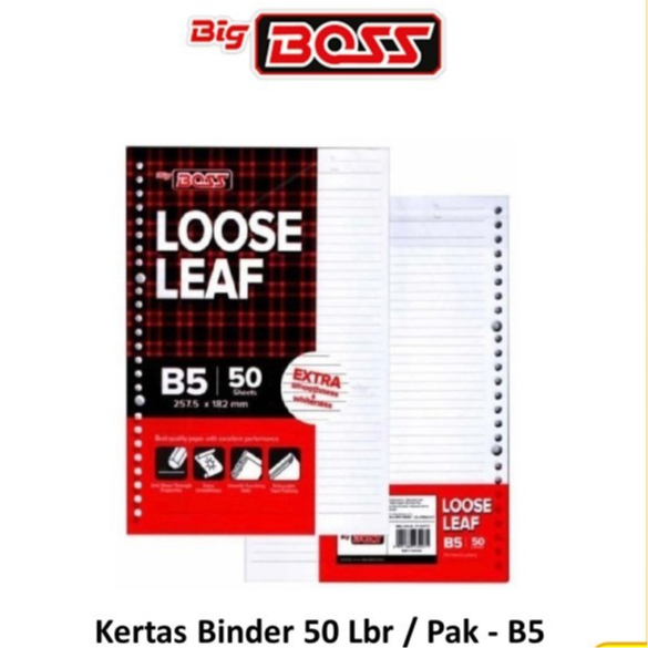 

Loose Leaf B5 50 Lembar BigBoss PREMIUM / Kertas Binder isi ulang Binder Note B5 Garis 50 lembar