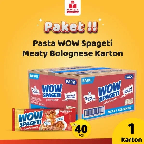 

WOW Spageti Viral 1 Dus - Spaghetti Carbonara / Bolognese - Karton isi 40 - SJY Shop Hemat