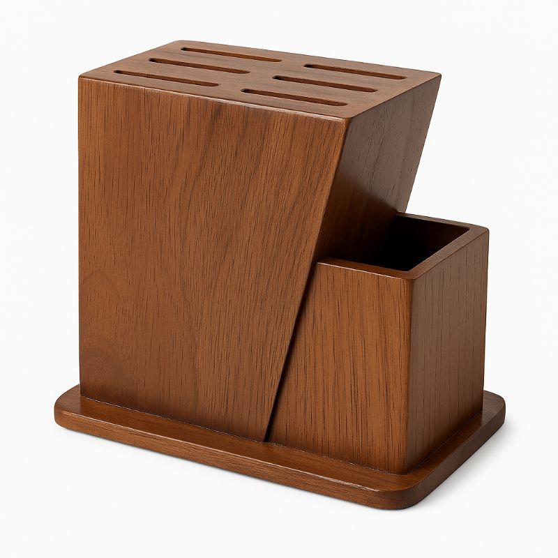 Rak Pisau dan Sendok Kayu Minimalis - Handmade dari Kayu Jati Belanda