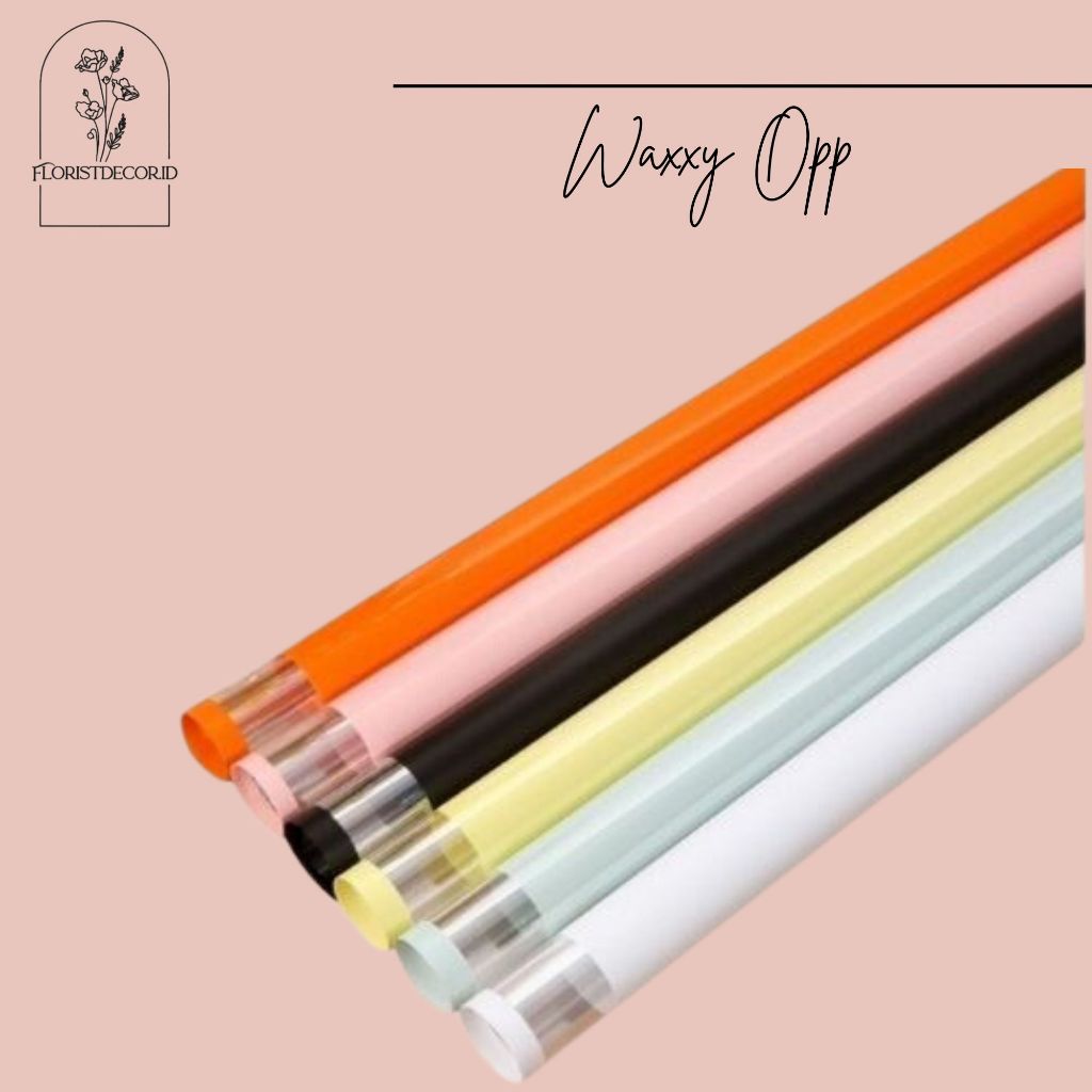 

(ECER ) TERMURAH PASTEL WAXXY OPP WRAPPING PAPER TRANSPARENT FRAME GOLD LINE FLOWER WRAPPING