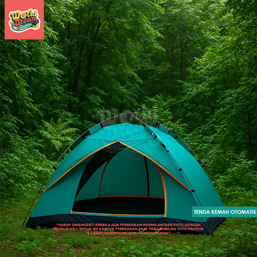 Worldream Tenda Kemping Kapasitas 2-4 Orang Tenda Otomatis Outdoor & Indoor Tenda Gunung