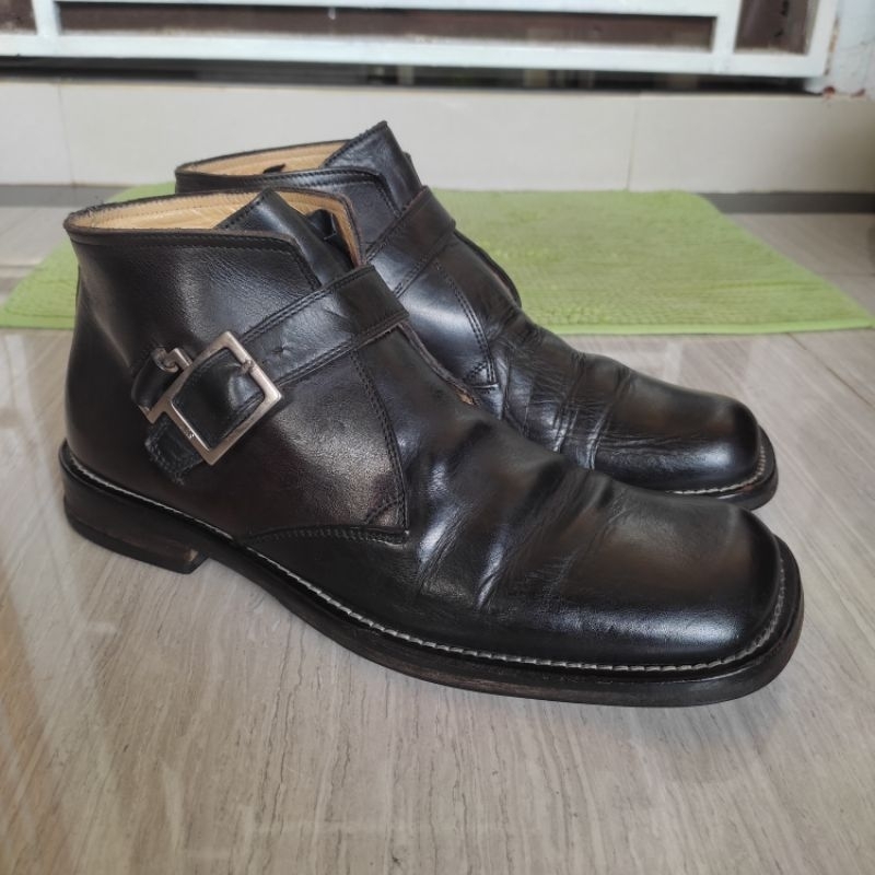 CESARE PACIOTTI Heroes Italy PDH Buckle Strap Mid Boots Black Leather Authentic Original Size 42 Ins