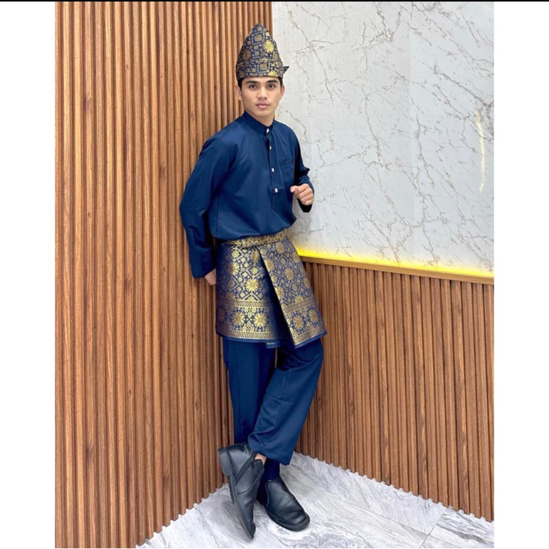 Set Baju celana teluk belanga cekak musang pria dewasa kurung melayu pakaian adat malaysia+tanjak da