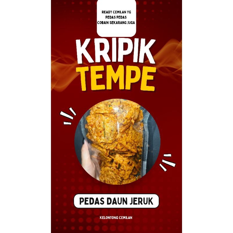 

Cemilan Kripik tempe goreng renyah, rasa pedas daun jeruk ukuran 250 gram, Cemilan kriuk bandung