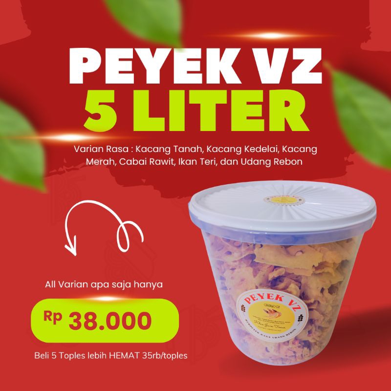 

PEYEK VZ - TOPLES 5 LITER Rempeyek Renyah, Murah, Gurih, Enak| Oleh-Oleh Khas Jawa Timur