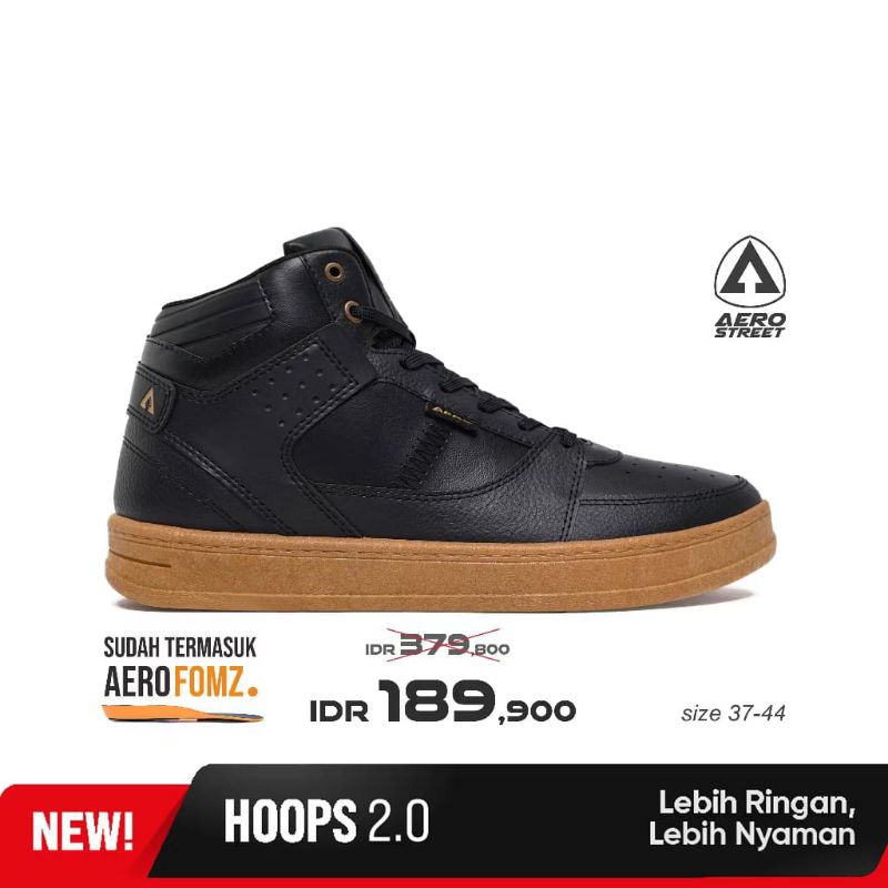 Aerostreet 37-44 Hoops High Gum Hitam Hitam - Sepatu Sneakers Casual