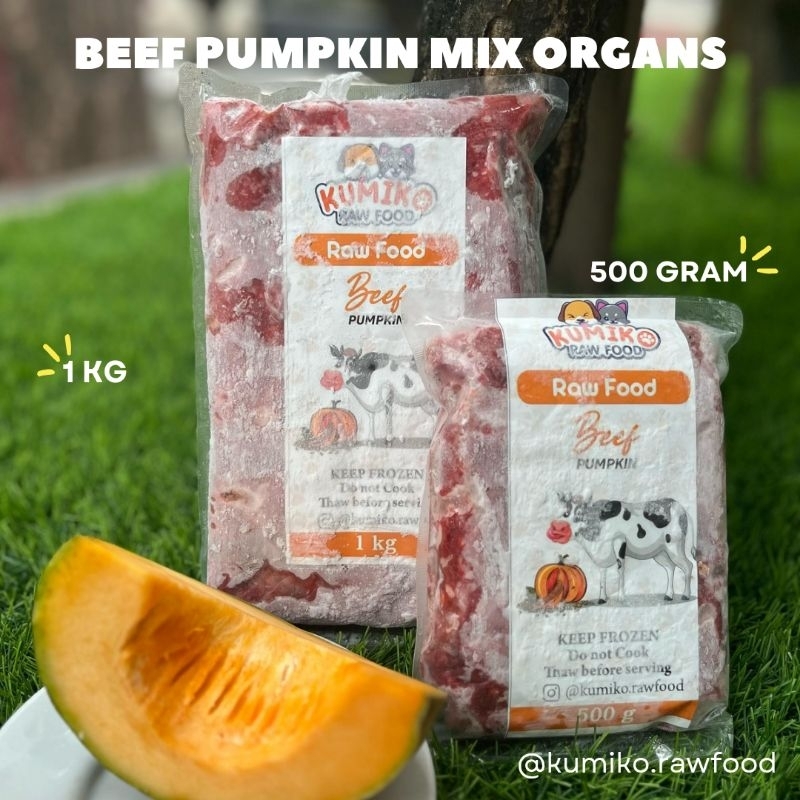 RAW FOOD BEEF + PUMPKIN MIX ORGANS // SAPI GILING  MAKANAN UNTUK  ANJING DAN KUCING// KUMIKO RAW FOO