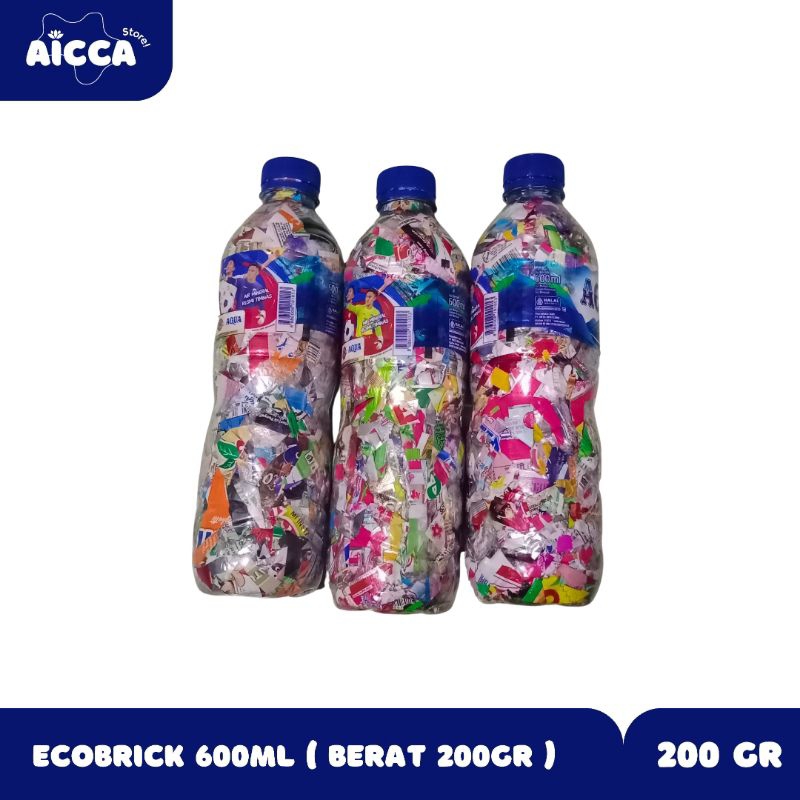 Ecobrik botol Aqua 600ml - 200gr