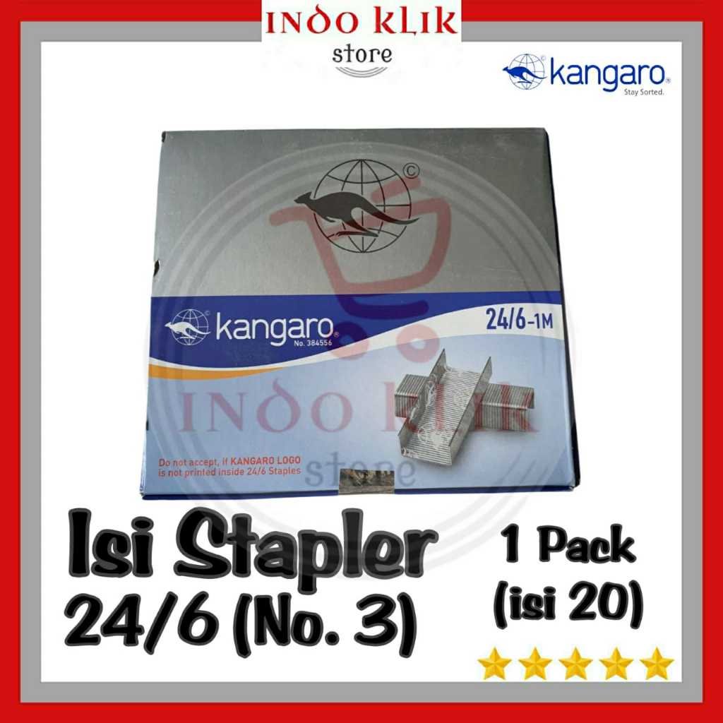 

Isi stapler Kangaro No. 3 (24/6) / Isi Strapler Kangaro No-3/Isi Straples Besar/Isi Hekter No3 Ori