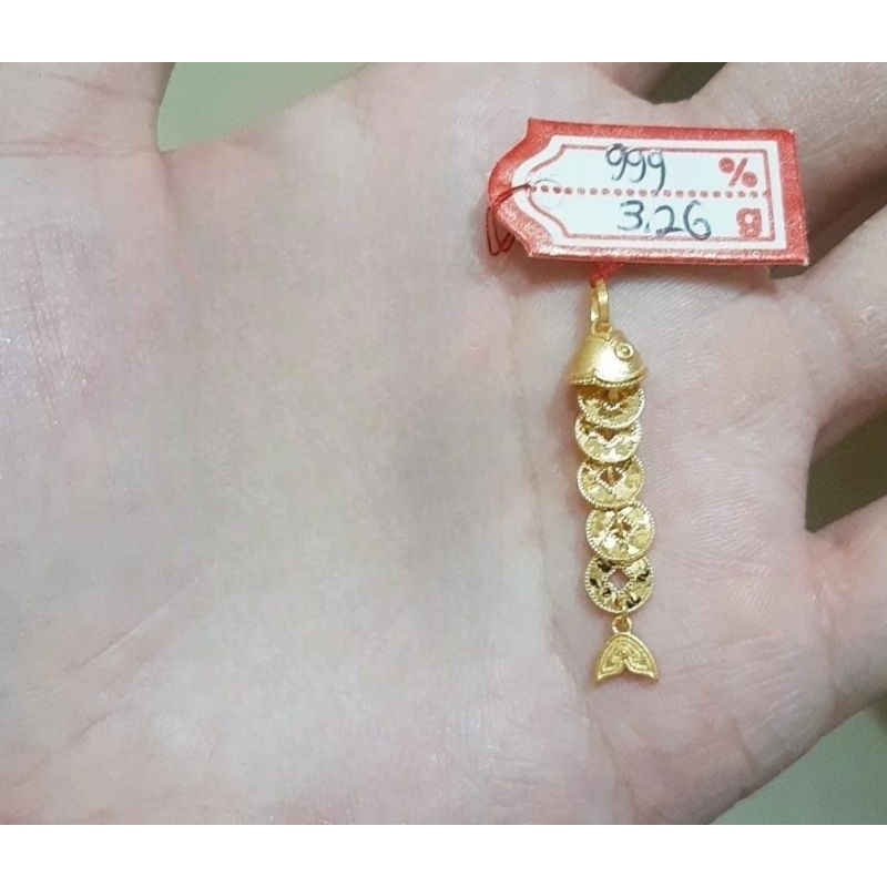 Liontin emas 24k ikan koin