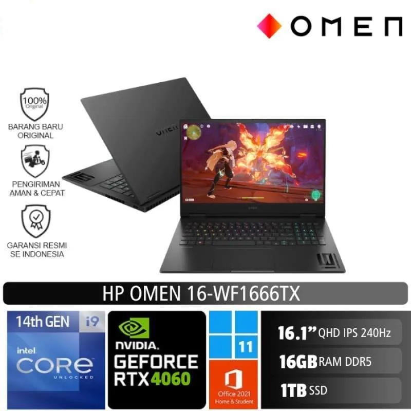 HP Omen 16 wf1666TX Core i9 14900HX 16GB SSD 1TB RTX4060 8GB Win11 OHS