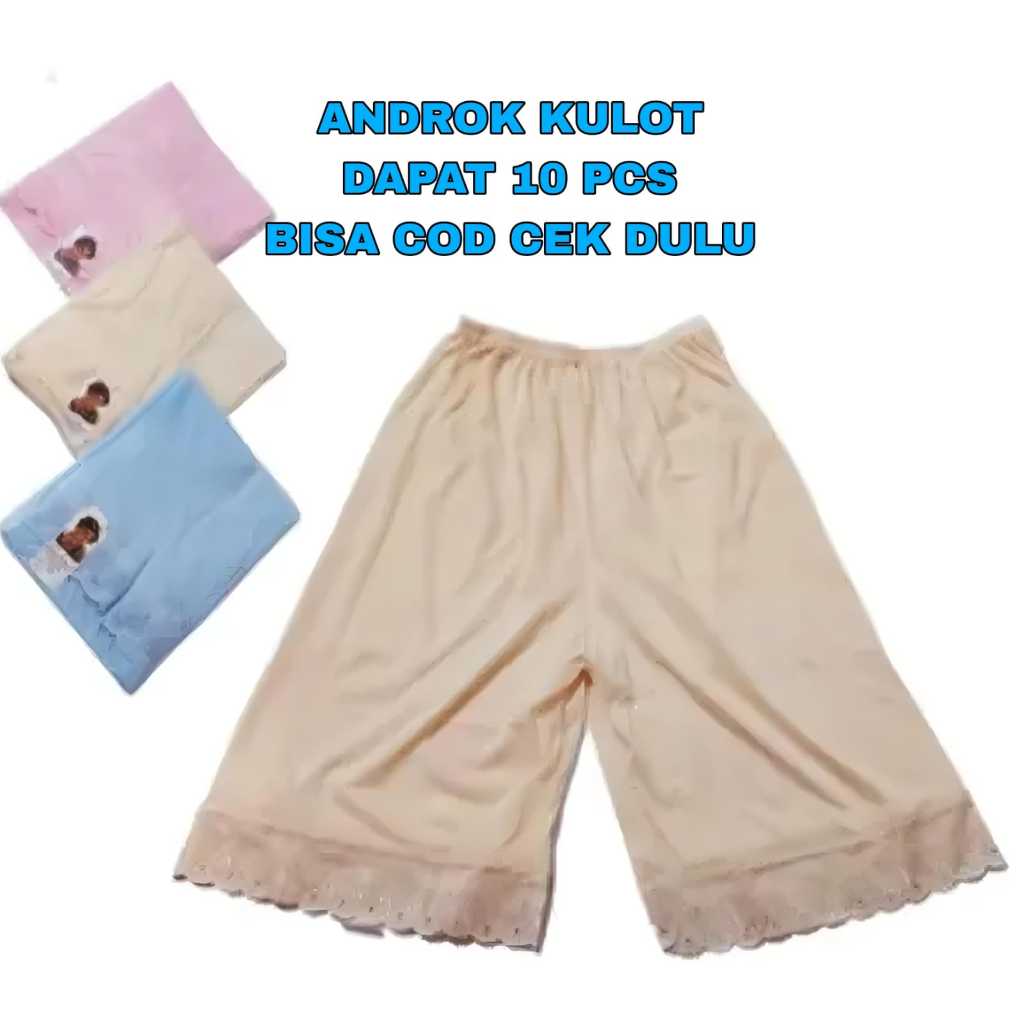 PAKET HEMAT 10 PCS Androk Kulot Dalaman Wanita Pendek Polos Katun Renda Androk Celana Size XL XXL/3L
