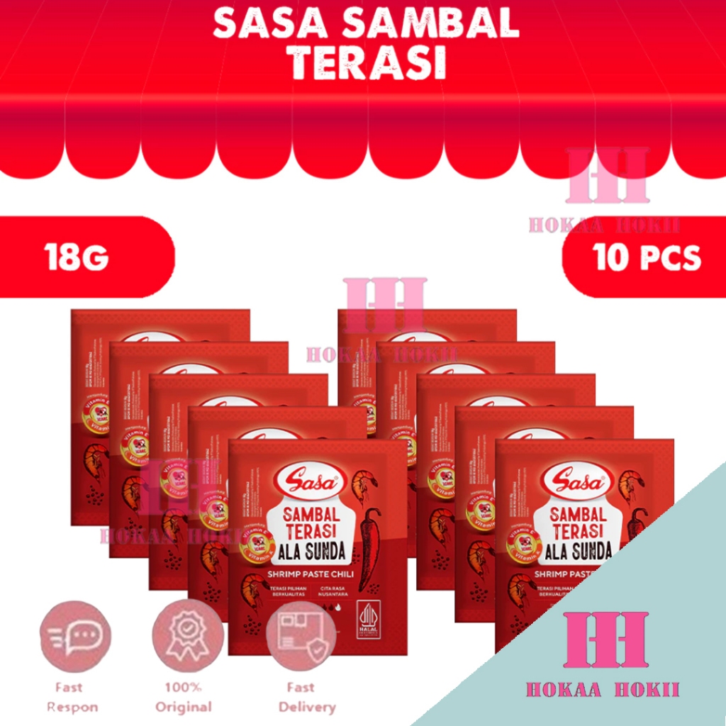 

Sasa Sambal Terasi Ala sunda 1 Renceng Isi 10 Sachet x 18g