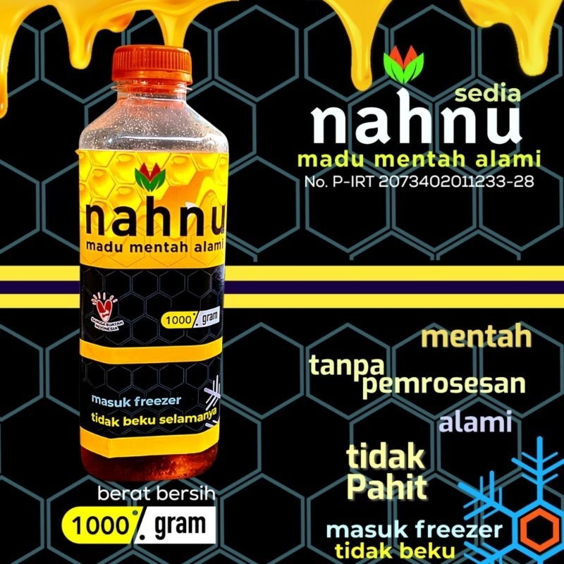 

Madu nahnu madu mentah alamii, masuk freezer tidak beku, tidak pahit 1000g